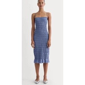 Everlane The Smocked Column Dress Size S in Blue Dusk NWT